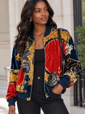 Zara velour zip up jacket size small